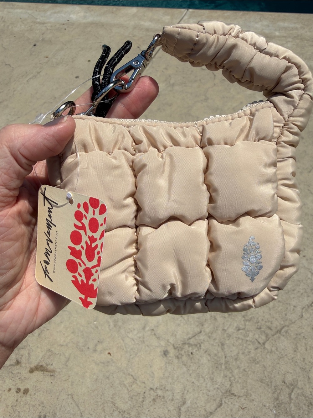 FP Movement by Free People Puffed Quilted Mini Bag in Cream